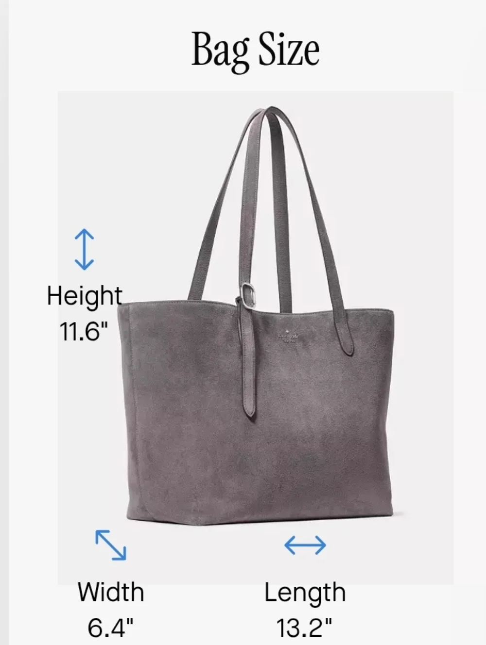Kate Spade 454 Grey Suede Large Tote Like New Condition